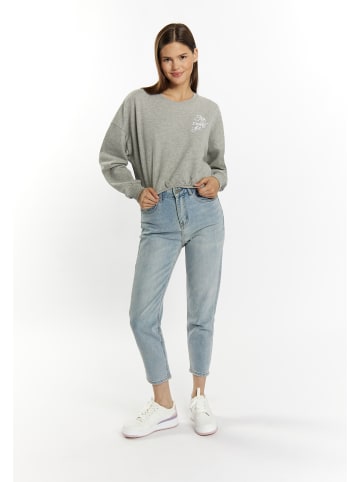myMo Damen Sweatshirt Cropped in Grau Melange