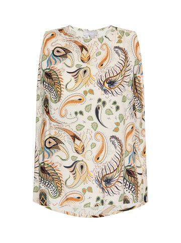Usha Damen Blusentop Ärmellos in Creme Mehrfarbig