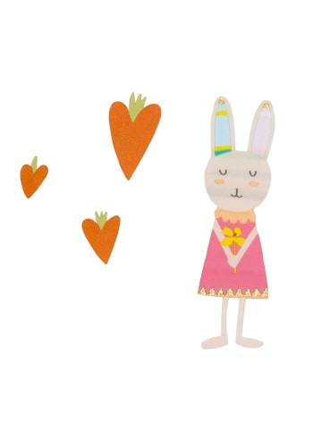 fabfabstickers Frau Hase mit Herzkarotten in Pastell und Gold zum Aufbügeln