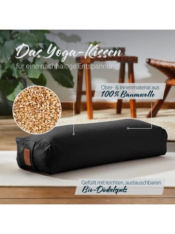 Lumaland #DoYourYoga Yoga-Bolster Paravati - gefüllt mit Dinkelspelz - 67x22x13cm - Schw