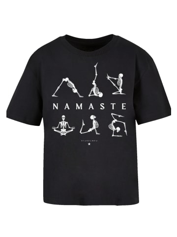 F4NT4STIC Ladies Everyday Tee Namaste Yoga Skelett Halloween in schwarz