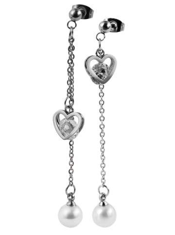 Adeliás Damen Anhänger – Herzanhänger aus Edelstahl mit Perle in silber