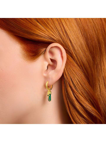 Thomas Sabo Einzel-Creole Mit Grünem Malachit-Anhänger in gold, schwarz, grün