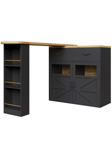 ABRIHOME Ausziehbarer Sideboard in Schwarz 138-204x39x104 cm drehbar