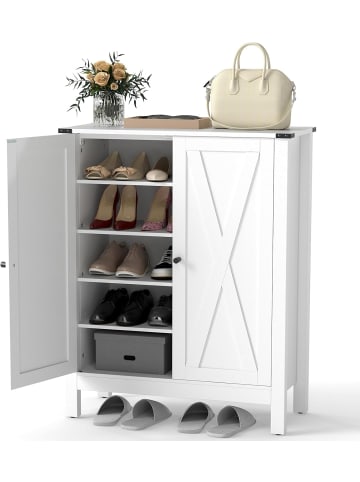 COSTWAY Schuhschrank mit Türen in Weiß