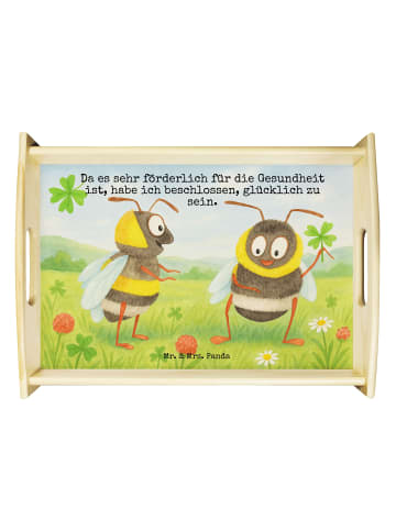 Mr. & Mrs. Panda Tablett Hummeln Kleeblatt Design mit Spruch in Weiß