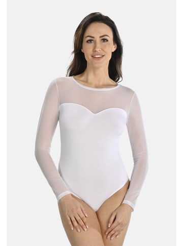 Teyli Bodysuit aus Viskose mit Netzanteil Wiillow in weiß