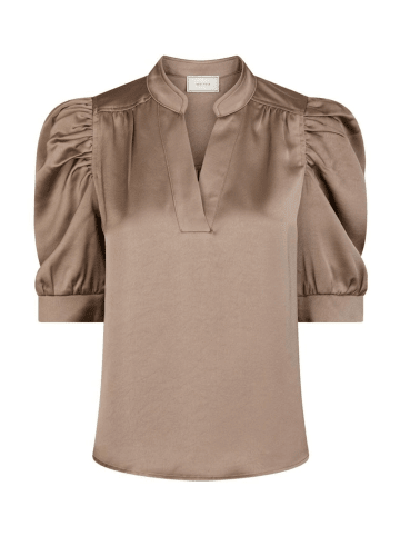 Neo Noir ROELLA HEAVY SATEEN BLOUSE in Dark Taupe