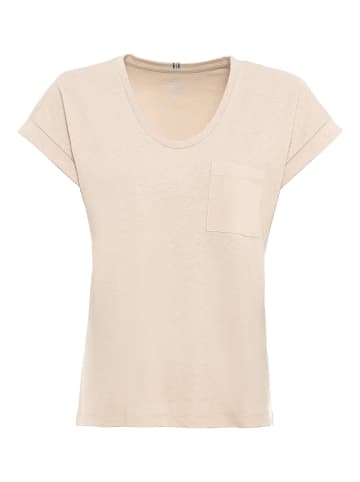 Camel Active T-Shirt aus Baumwoll-Leinen-Mix in Beige