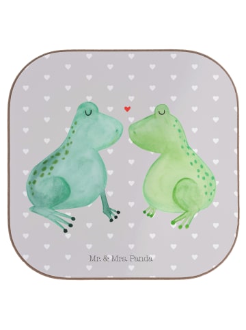 Mr. & Mrs. Panda Tassenuntersetzer Frosch Liebe ohne Spruch in Grau Pastell
