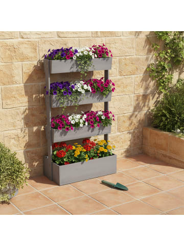 relaxdays Vertikalbeet "4 Kästen" in Grau - (B)85 x (H)140 x (T)48 cm