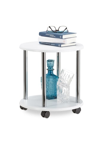 relaxdays Beistelltisch in Weiß - Ø40 x (H)41,5 cm