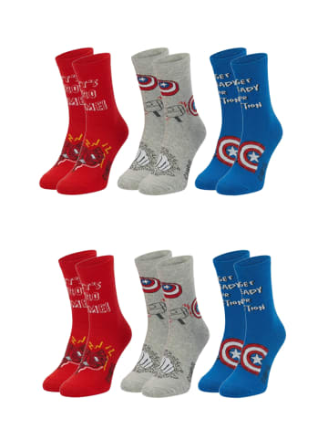 ONOMATO! 6er-Set: Socken Avengers Iron Man und Captain America in Mehrfarbig