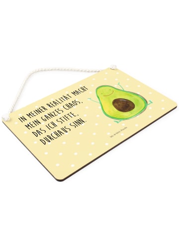 Mr. & Mrs. Panda Holzschild Avocado Glücklich mit Spruch in Gelb Pastell