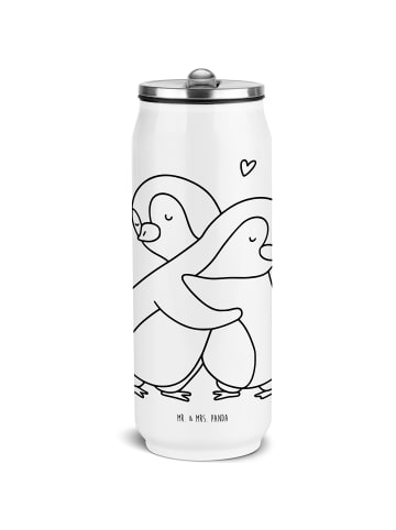 Mr. & Mrs. Panda Sport Trinkflasche Pinguine Kuscheln ohne Spruch in Weiß