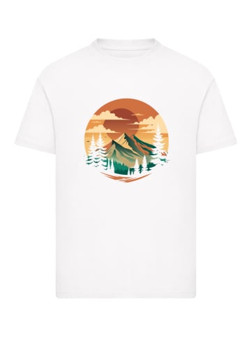 F4NT4STIC T-Shirt Sonnenuntergang Berglandschaft in weiß