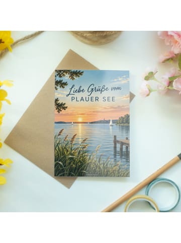 Grußkarte See friedlich Design mit Spruch in Weiß