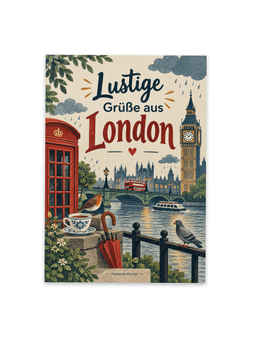 Grußkarte London humorvoll Design mit Spruch in Weiß
