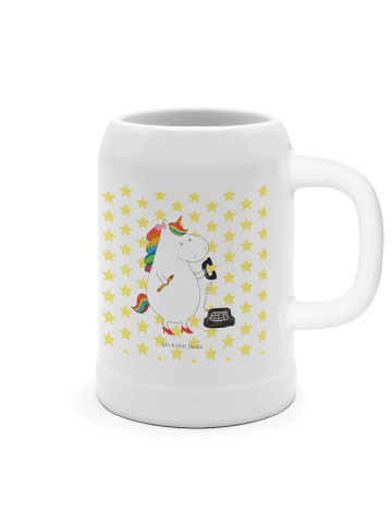 Mr. & Mrs. Panda Bierkrug Einhorn Sekretärin ohne Spruch in Weiß