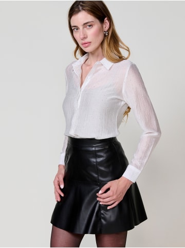 KOROSHI Long sleeve women's shirt with sparkles in weiß