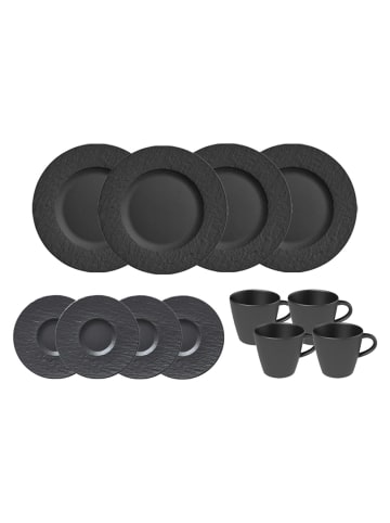 Villeroy & Boch 12er Set Kaffeeservice Manufacture Rock in schwarz