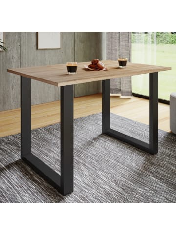 VCM  Premium Holz Esstisch Küchentisch Xona U 140x50 in Schwarz / Sonoma-Eiche