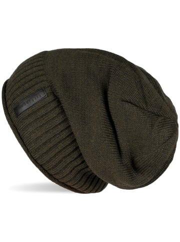 styleBREAKER Feinstrick Beanie Mütze in Tannengrün