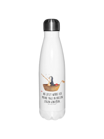 Mr. & Mrs. Panda Thermosflasche Pinguin Angelboot mit Spruch in Weiß