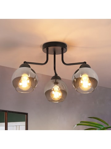 ZMH Deckenleuchte in rauchgrau 3-flammige E27 Glas Metall