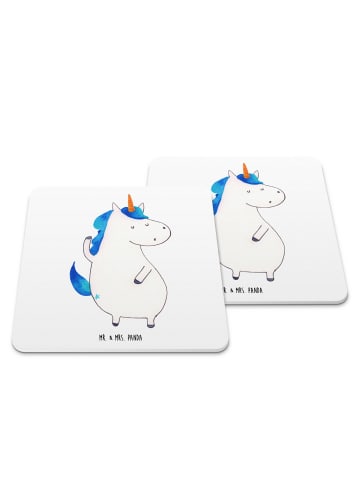 Mr. & Mrs. Panda Untersetzer Set Einhorn Mann ohne Spruch in Weiß