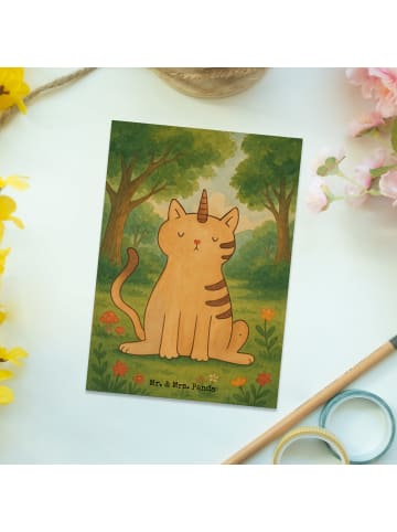 Mr. & Mrs. Panda Postkarte Einhorn Katze Design ohne Spruch in Weiß