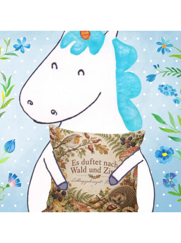 Mr. & Mrs. Panda Kissen Herbstwald romantisch Design mit Spruch in Weiß
