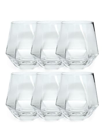Intirilife Trinkglas Set im Hexagon Design in 6x 240 ml Transparent