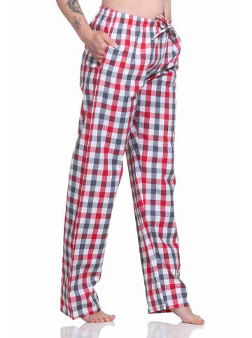 NORMANN Schlafanzug Hose lang gewebt Baumwolle - 79868 in rot