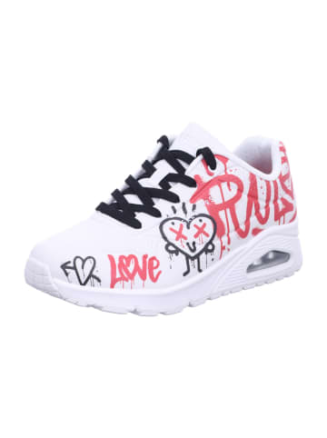 Skechers Damen- Schnürschuhe UNO - GRAFFITI LOVE in Weiß