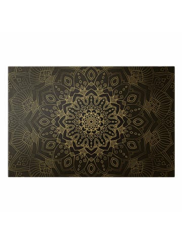 WALLART Leinwandbild Gold - Mandala Blüte Muster silber schwarz in Silber