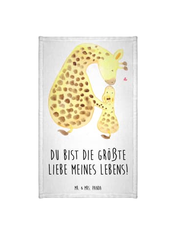 Mr. & Mrs. Panda Frotteehandtuch Giraffe Kind mit Spruch in Weiß