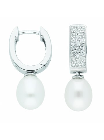 Adeliás Damen 925 Silber Ohrringe / Creolen mit Zirkonia Ø 11,5 mm in silber