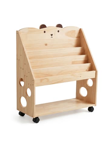 relaxdays Bücherregal Kinder "Bär" in Natur - (B)70 x (H)85 x (T)29,5 cm