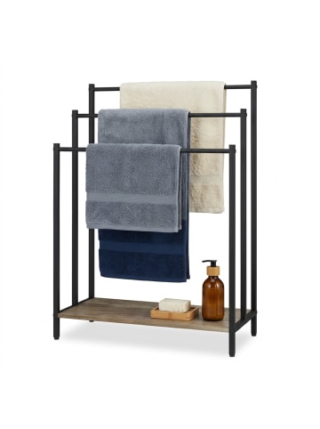 relaxdays Handtuchständer in Natur/ Schwarz - (B)60 x (H)82,5 x (T)28 cm