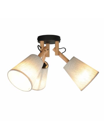 Licht-Erlebnisse Deckenlampe (B)46 x (L)46 x (H)30 cm in Holz hell Greige (Grau-Beige) Schwarz