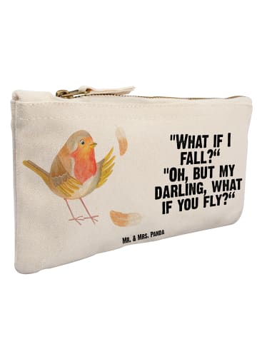 Mr. & Mrs. Panda Mäppchen Rotkehlchen Federn mit Spruch in Weiß