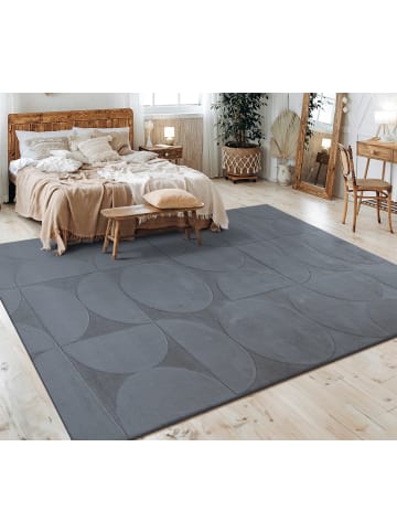 KADIMA DESIGN Teppich Kurzflor waschbar Unifarben Struktur Wohnzimmer in Anthrazit