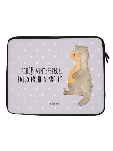 Mr. & Mrs. Panda Notebook Tasche Otter Bauch mit Spruch in Grau Pastell