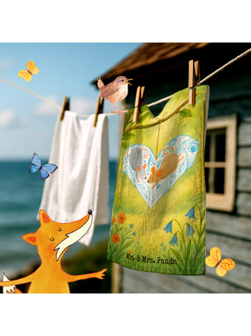 Mr. & Mrs. Panda Handtuch Klein Mäuse Herz Design ohne Spruch in Weiß