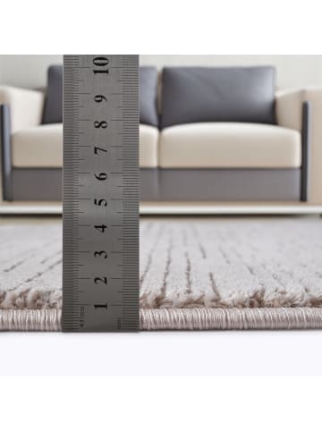 KADIMA DESIGN Kurzflorteppich mit feinem Streifenrelief, waschbar bei 30 Grad in Beige