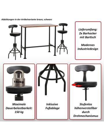MCW Set Bartisch + 2x Barhocker N21, Natur, braun