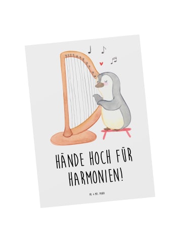 Mr. & Mrs. Panda Postkarte Theremin Harmonie mit Spruch in Weiß