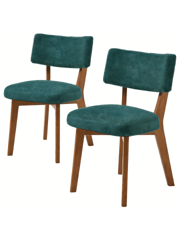 ABRIHOME Esszimmerstühle 2er Set Mid-Century Stil in Grün, 54.5x47x77 cm