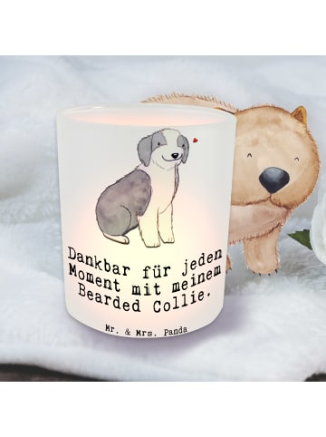 Mr. & Mrs. Panda Kerzenhalter Bearded Collie Moment mit Spruch in Transparent